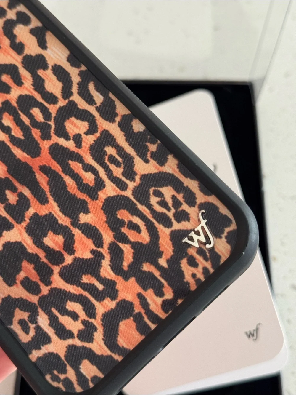 Wander Leopard Print Phone Case - Black Trim with Brown Spots